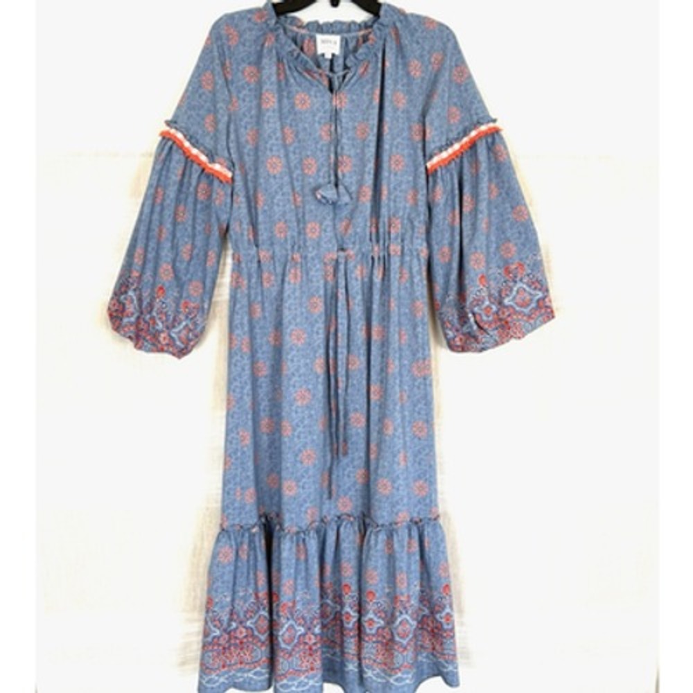Misa Los Angeles Women's XS Meike Boho Cottagecore Dress Blue‎ Flowers